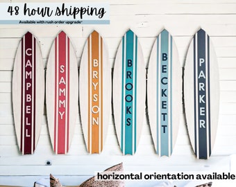 Surfboard Name Sign, Wooden Surfboard Wall Art, Perfect for Ocean Nursery, Playroom, Boy + Girl Nursery, Beach House Decor, Surfboard Decor