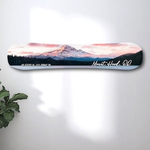 Mount Hood Snowboard Art Print on Wood  |  Ski Decor | Housewarming Gift | Snowboard Wall Décor | Oregon Skiing | Ski Condo Décor