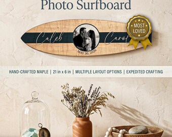 Personalized Surfboard Wall Hanging |Custom Coastal Wedding Gift for Couple | Nautical Home Decor | Unique Beach House Decor for Couple
