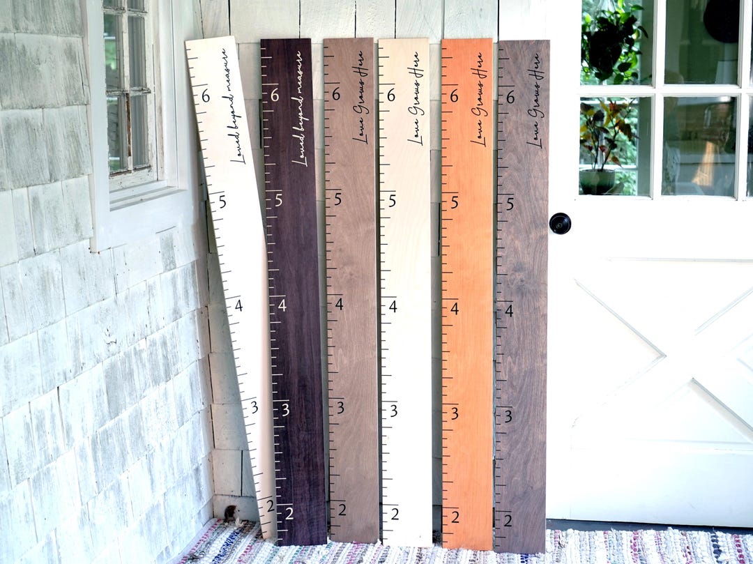 Farmhouse Boho Wooden Growth Chart + Height Chart Ruler + Family Growth ...
