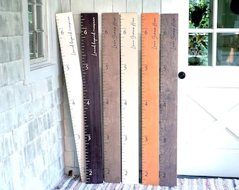 Farmhouse Boho Wooden Growth Chart + Height Chart Ruler + Family Growth Chart + Height Ruler + Wall Growth Chart + Custom Growth Chart