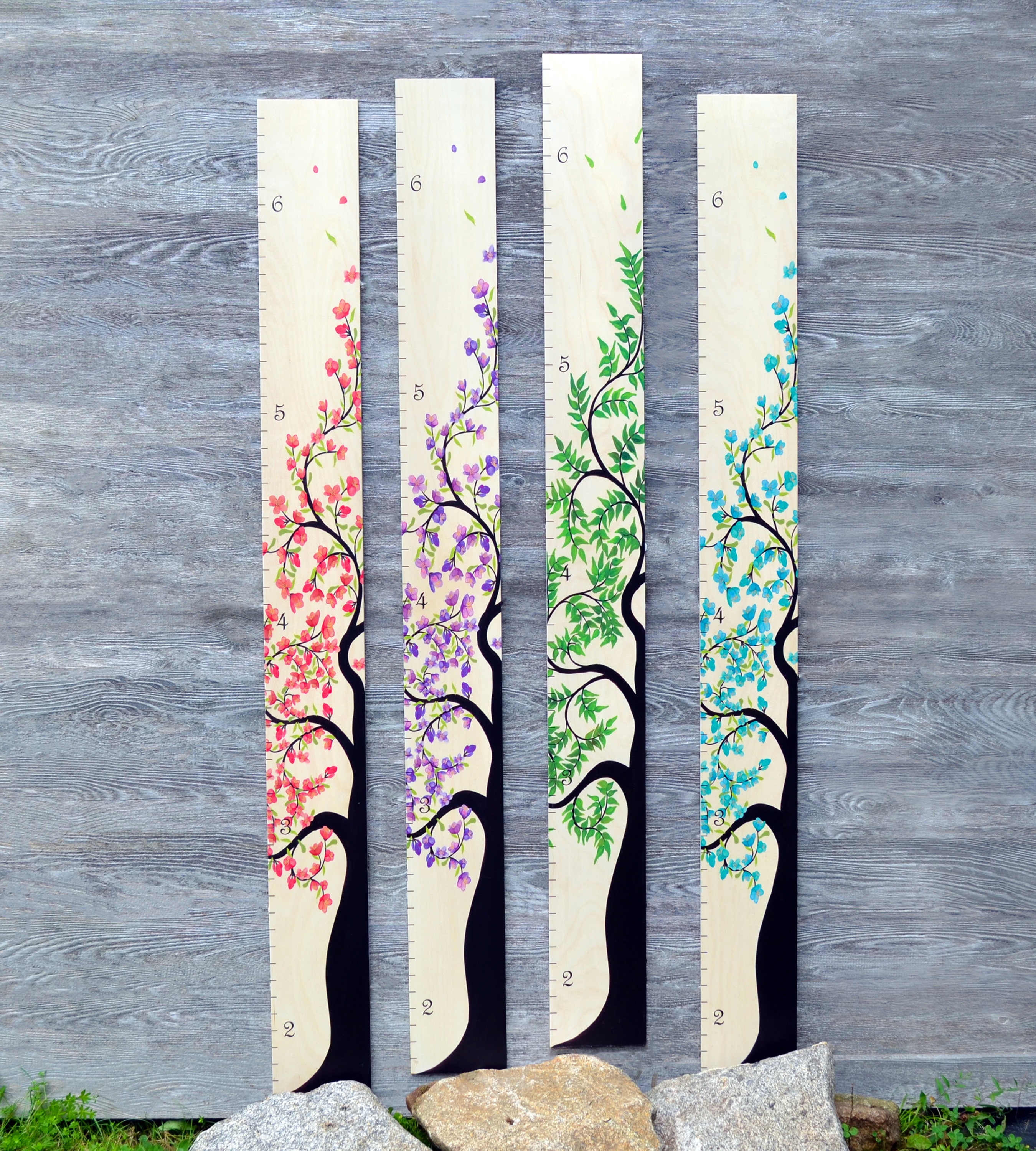 Personalized Wooden Growth Chart Kids Height Chart Family Etsy