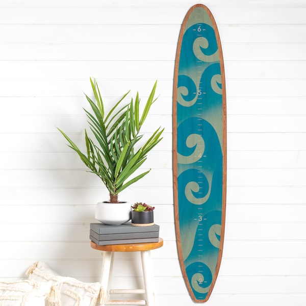 Classic Wave Longboard, Classic Surfboard Growth Chart, Surfing, Surfboard Wall Art, Wood Longboard, Hawaii, Surf Decor