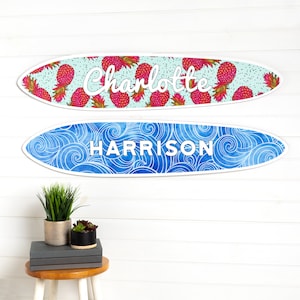 Personalized  Surfboard | Colorful | Wooden Surfboard Signs | Surfboard Wall Decor | Surf Room | Beach Room | Name Sign