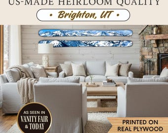 Brighton Mountain Ski Decor | Ski Wood Decor – Cabin Fireplace Wooden Wall Art, Rustic Farmhouse Decor, Custom Housewarming Gift, Skier Gift