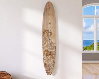 Seaside Series Surfboard Growth Chart Two Tone Wave | Wooden Height Chart | Ocean Themed Nursery | Longboard Height Chart | Surfboard Signs