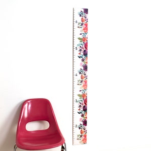Groeigrafiek bloemen voor meisjes / groeigrafiek hout / rozen / houten hoogtemeter voor meisjes / babykamerdecoratie / babycadeau