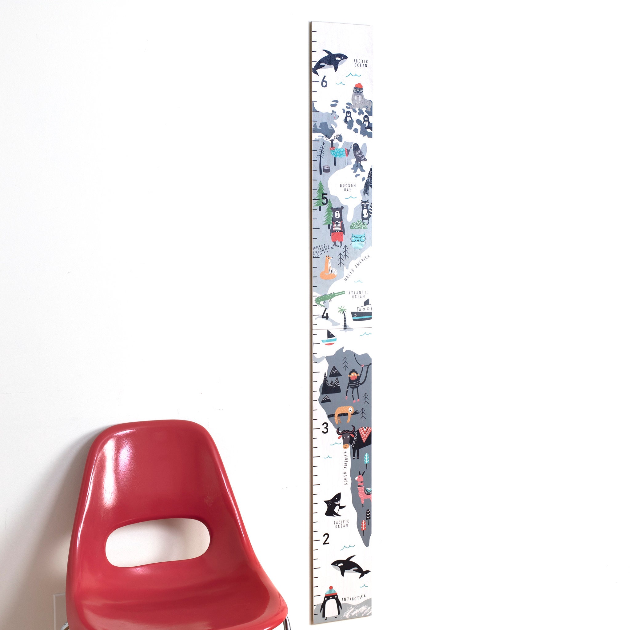 Animal Map Growth Chart for Kids / Animal Height Chart / Etsy