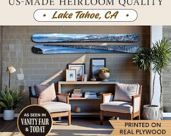 Lake Tahoe Mountain Print Skiing Wall Art  – Rustic Lodge & Cabin Decor, Farmhouse Mountain Home Accent, Custom Gifts For Skateboarders