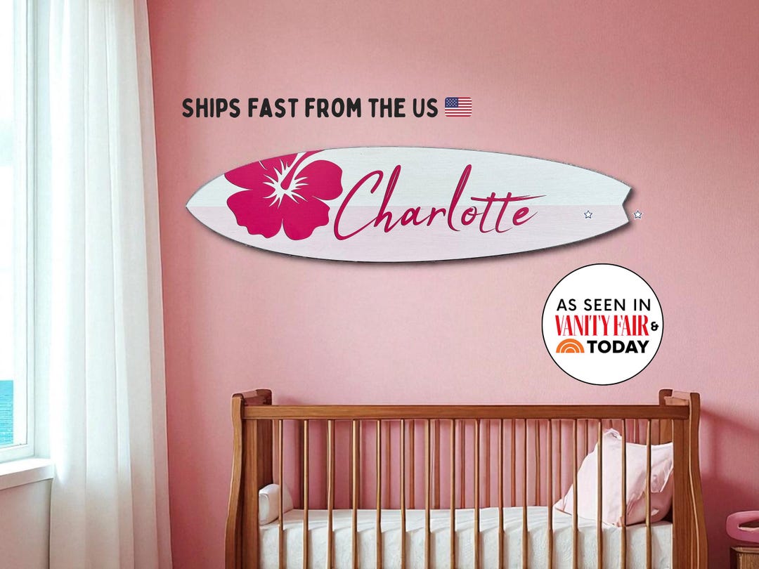 Personalized Surfboard Name Sign -surf Nursery Decor, Beach Nursery ...