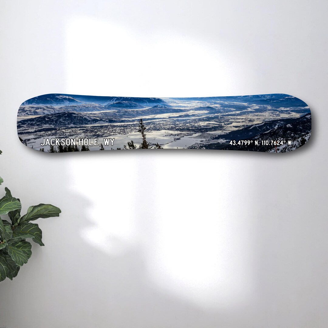 Jackson Hole Ski Print on Snowboard Art | Housewarming Gift | Snowboard ...