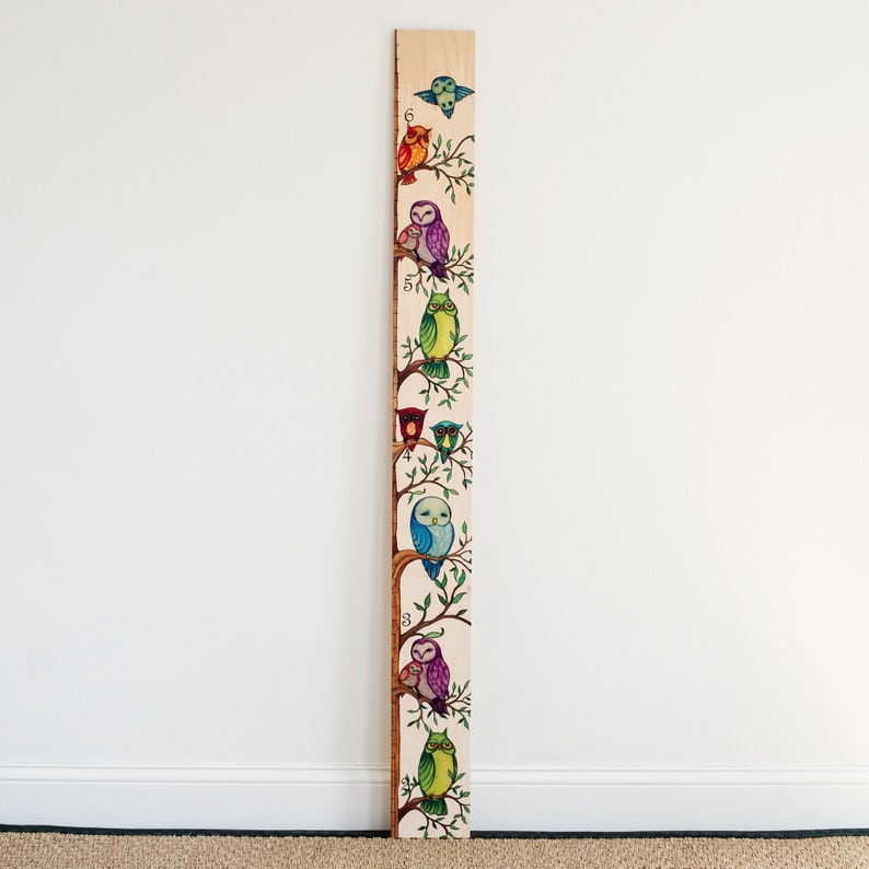 Multi Color Owl Wooden Ruler Growth Chart for Boys and Girls / image 2