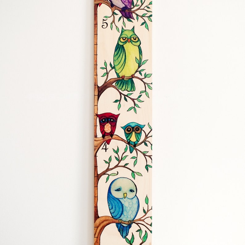 Multi Color Owl Wooden Ruler Growth Chart for Boys and Girls / image 5