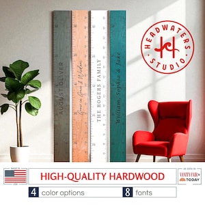 Personalized Wooden Growth Chart Ruler – Custom Kids Height Tracker, Family Measuring Stick, Nursery Wall Decor Board, Height Growth Chart