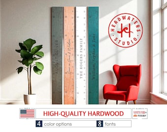 Personalized Wooden Growth Chart Ruler – Custom Kids Height Tracker, Family Measuring Stick, Nursery Wall Decor Board, Height Growth Chart