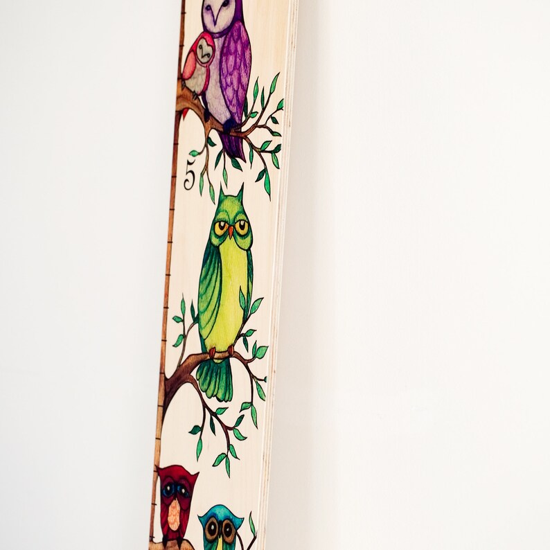Multi Color Owl Wooden Ruler Growth Chart for Boys and Girls / image 6