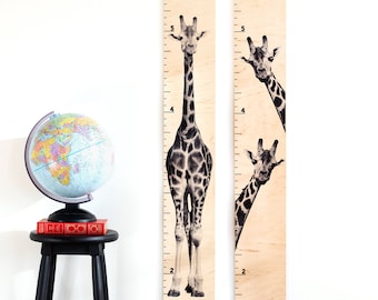 Giraffe Growth Chart | Giraffe Decor | Safari Room | Wood Growth Chart | Baby Shower Gift | Safari Animals Decor | Safari Baby