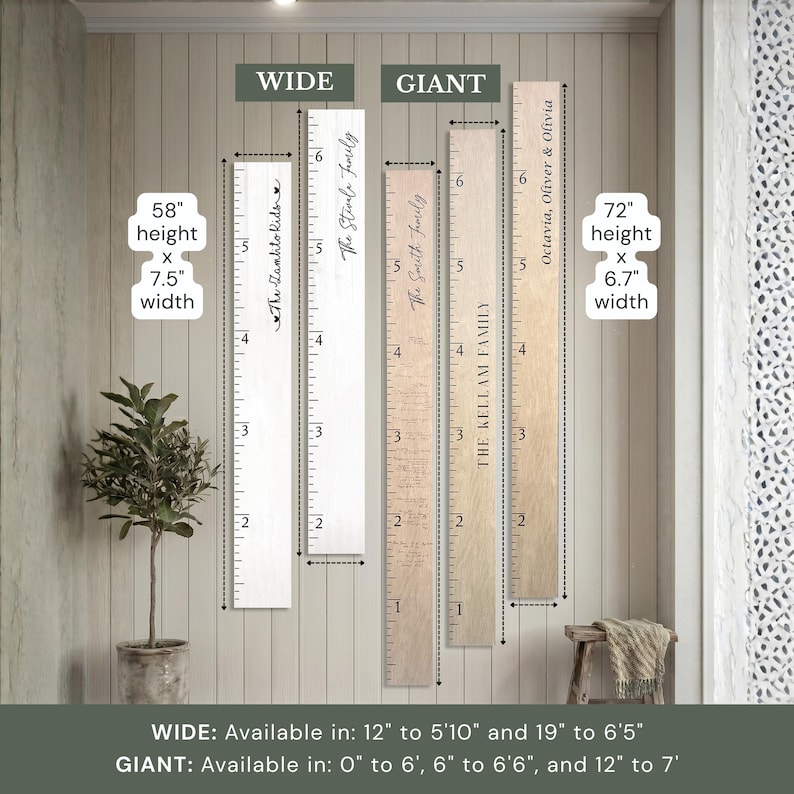Custom Name Wood Height Chart - Wooden Height Ruler Kids Measuring Board Stick, Family Growth Chart, Farmhouse Nursery Decor Kids Wall Art immagine 13