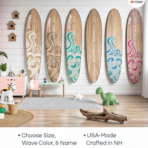 Surfboard Growth Chart Wooden Height Board Ocean Decor Kids Room Decor Coastal Nursery Decor Surf Board Wall Art Beach Themed Boy Girl Ruler