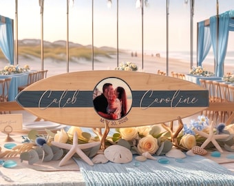Wood Beach Wedding Sign | Coastal Bridal Shower Table Decor | Beach Themed Anniversary Party Sign | Personalized Tropical Wedding Decor