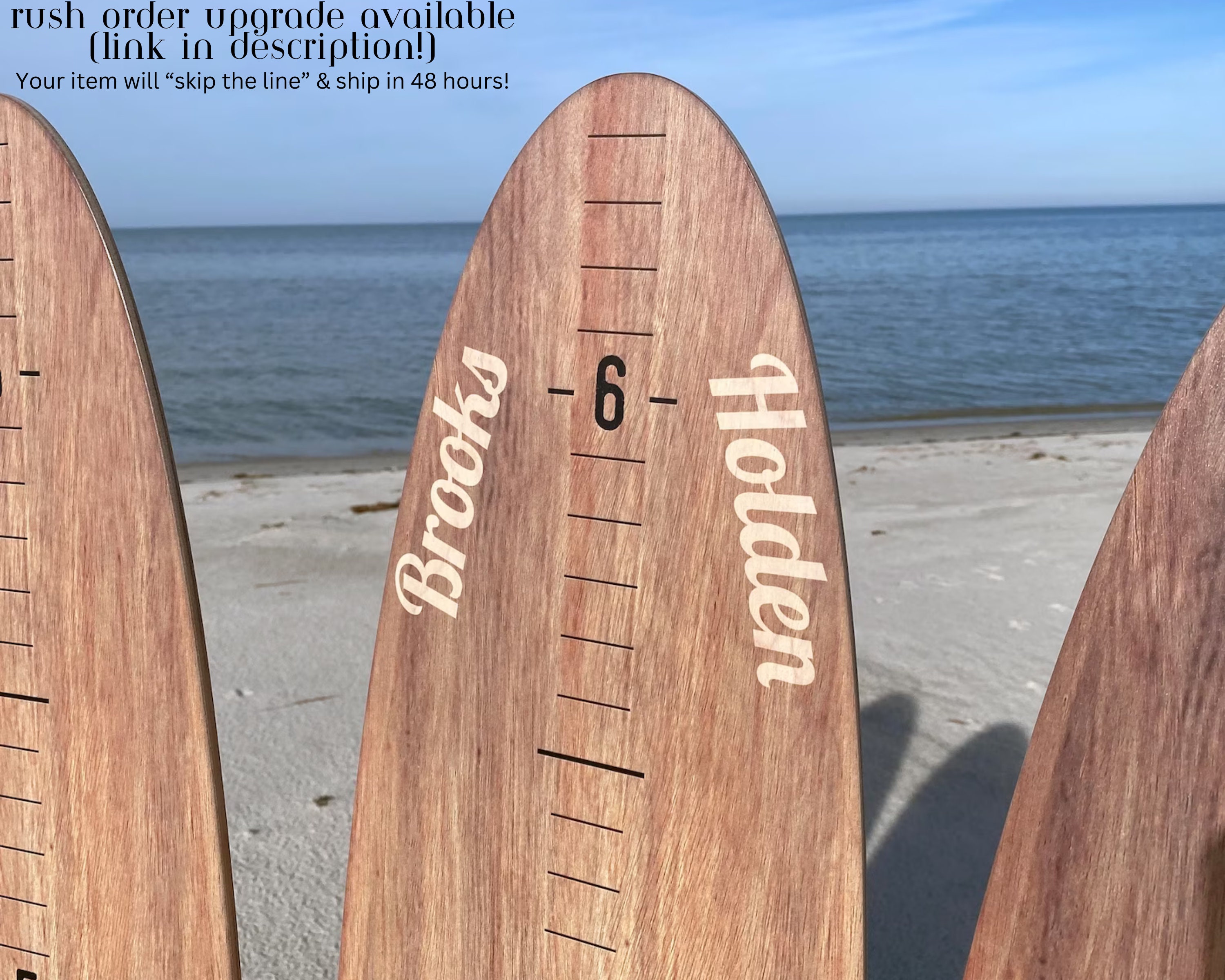 Surfbrett-Wachstumskarte, Holz-Höhentafel, Ozean-Dekor, Kinderzimmer-Dekor, Küsten-Kinderzimmer-Dekor, Surfbrett-Wandkunst, Strand-Themen, Junge, Mädchen, Lineal