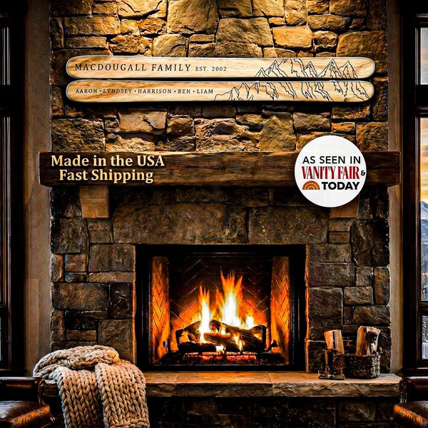 Personalized Family Est Sign Ski Decor|Lodge Gift |Rustic Cabin Decor|Mountain Home Decor Family Skiing Wall,Ski Wall Art Log Cabin Sign