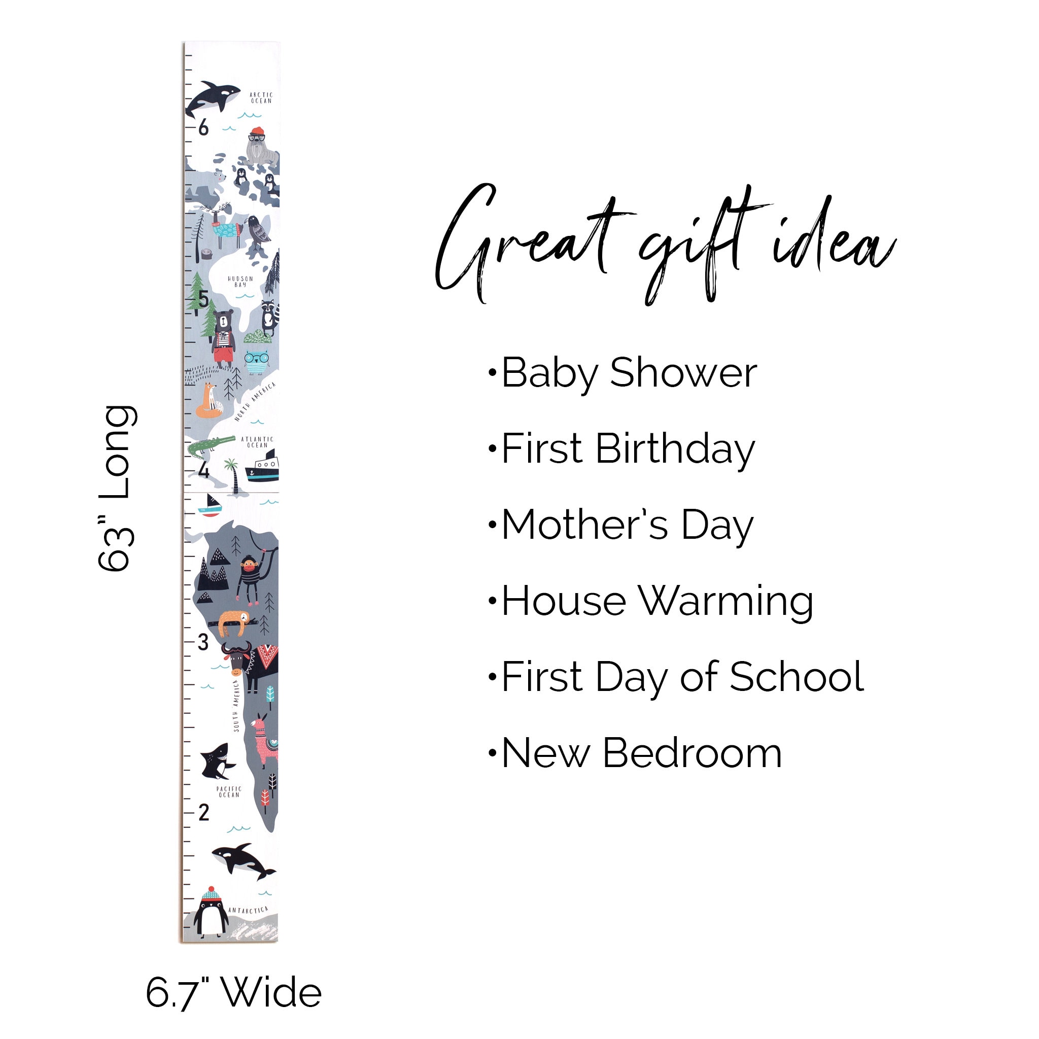 Animal Map Growth Chart for Kids / Animal Height Chart / Etsy