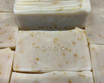 Unscented Calendula Chamomile Soap: Natural Vegan Soap for Sensitive Skin, bare bar