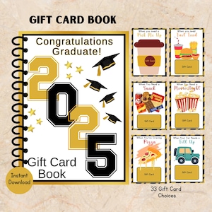 Druckbares Geschenkkartenbuch für das Abschlussgeschenk vom Elternteil Geschenk für graduierten Geschenkkartenhalter College-Überlebensgeschenkkartenbuch grad