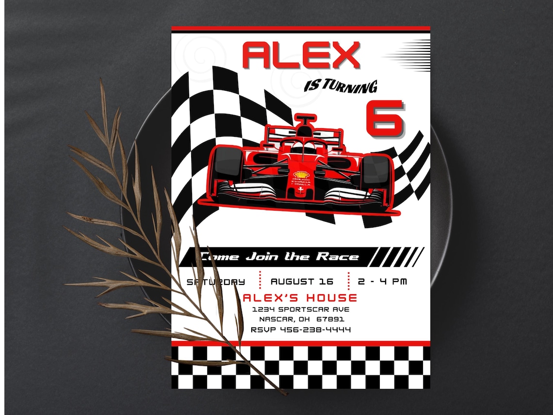 Editable Race Car Birthday Invitation Template - Boys Birthday ...
