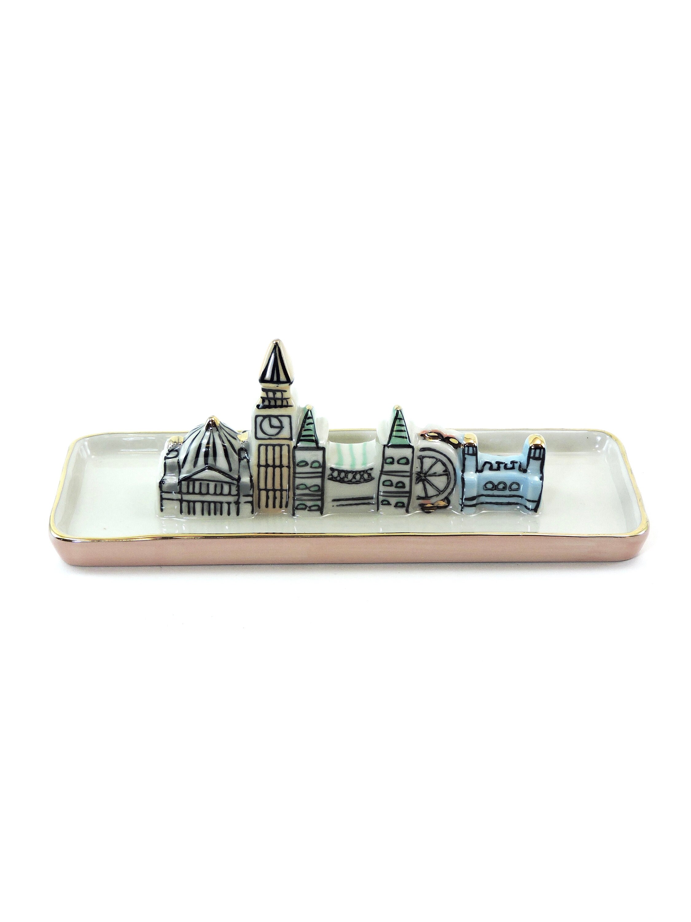 Anthropologie London Ceramic Trinket Dish Hand painted Skyline Cityscape Jewelry Dish Etsy