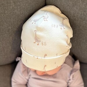 Baby Set "Family Goose" | Ribbed Jersey Hat | Scarf | Baby Shower Gift | Baby Hat | Beanie | Hipster Beanie | Goose Pattern | Children image 2