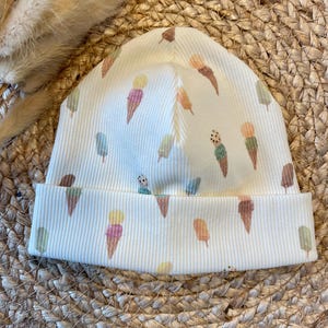 Baby Set | Ribbed Jersey Hat & Scarf | "Ice Cream, Ice Cream, Baby" | Baby Gift | Baby Hat | Beanie | Hipster Beanie | Ice Cream Pattern | Children
