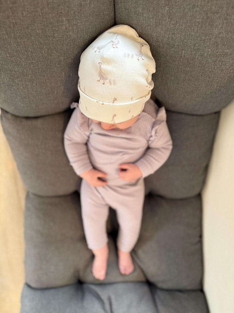 Baby Set "Family Goose" | Ribbed Jersey Hat | Scarf | Baby Shower Gift | Baby Hat | Beanie | Hipster Beanie | Goose Pattern | Children image 2