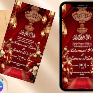 Islamic Wedding Invitation Digital Nikah Invitation Muslim Wedding Card Editable Template Muslim Arabic Wedding Nikah Baraat Walima invite