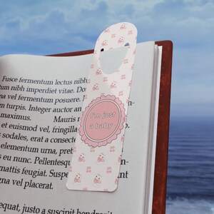 Pink Coquette Bookmark | Lightweight Aluminum Pink Ribbons & Adorable Kittens | &#39;I&#39;m Just a Baby&#39; Meme | Gift for Book Lovers | Booktok Meme