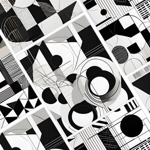 Geometric Monochrome | Abstract | Black and White | Digital Art Print | Wall Art | AI Generated | AI Art | Digital Download