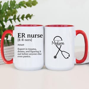 Personalized Funny Nurse Coffee Mug, Custom Graduation Gift for Nurses, RN Medical Coffee Cup, Healthcare Appreciation, Stethoscope Design