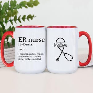 Personalized Funny Nurse Coffee Mug, Custom Graduation Gift for Nurses, RN Medical Coffee Cup, Healthcare Appreciation, Stethoscope Design
