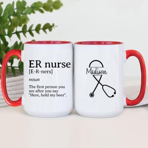 Personalized Funny Nurse Coffee Mug, Custom Graduation Gift for Nurses, RN Medical Coffee Cup, Healthcare Appreciation, Stethoscope Design
