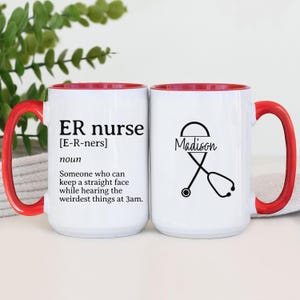 Personalized Funny Nurse Coffee Mug, Custom Graduation Gift for Nurses, RN Medical Coffee Cup, Healthcare Appreciation, Stethoscope Design