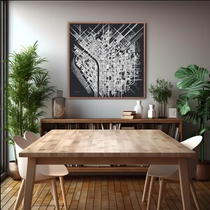 Einzigartiger, individuell gestalteter minimalistischer Stadtplan mit abstrakten Linien und einer monochromen Farbpalette. | Digitaldruck | High Definition 600 + dpi