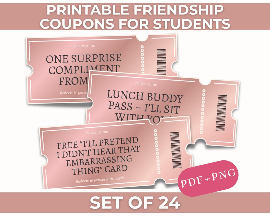 Friendship Invoice Printable Friendship Coupons – Funny Student Vouchers (PDF, PNG) - Etsy