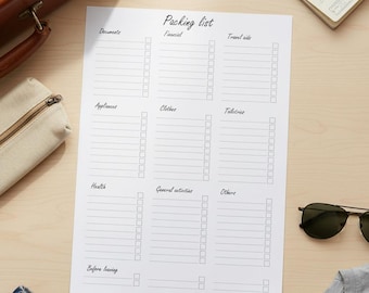 Printable Travel Packing List | Vacation Checklist (PDF)