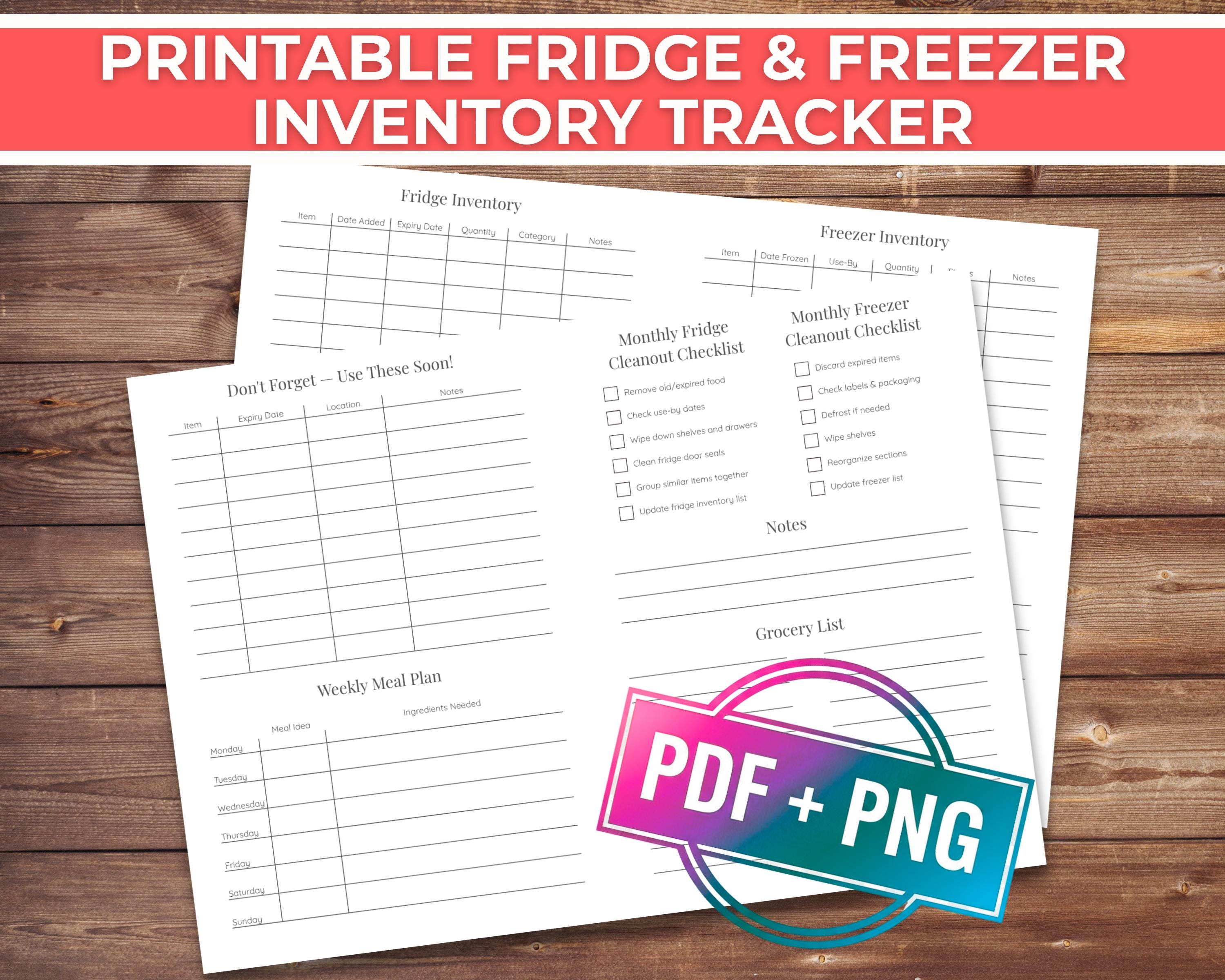 Fridge Inventory.pdf Printable Fridge & Freezer Inventory | Kitchen Organizer (PDF PNG) - Etsy