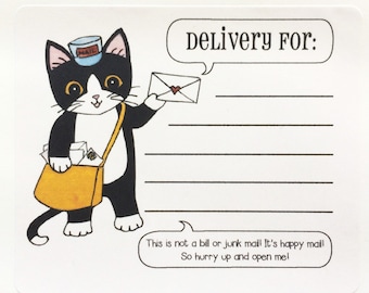 Mail Kitties Delivery for Mailing Labels - Set of 12