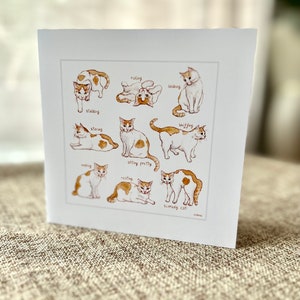Nine Lives #2 Carte de voeux avec un chat orange et blanc