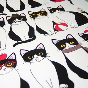 Twelve Tuxedo Cats 8 x 10 Art Print image 4