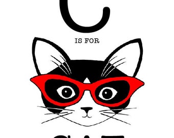 C is for Cat 8 x 10 Art Print