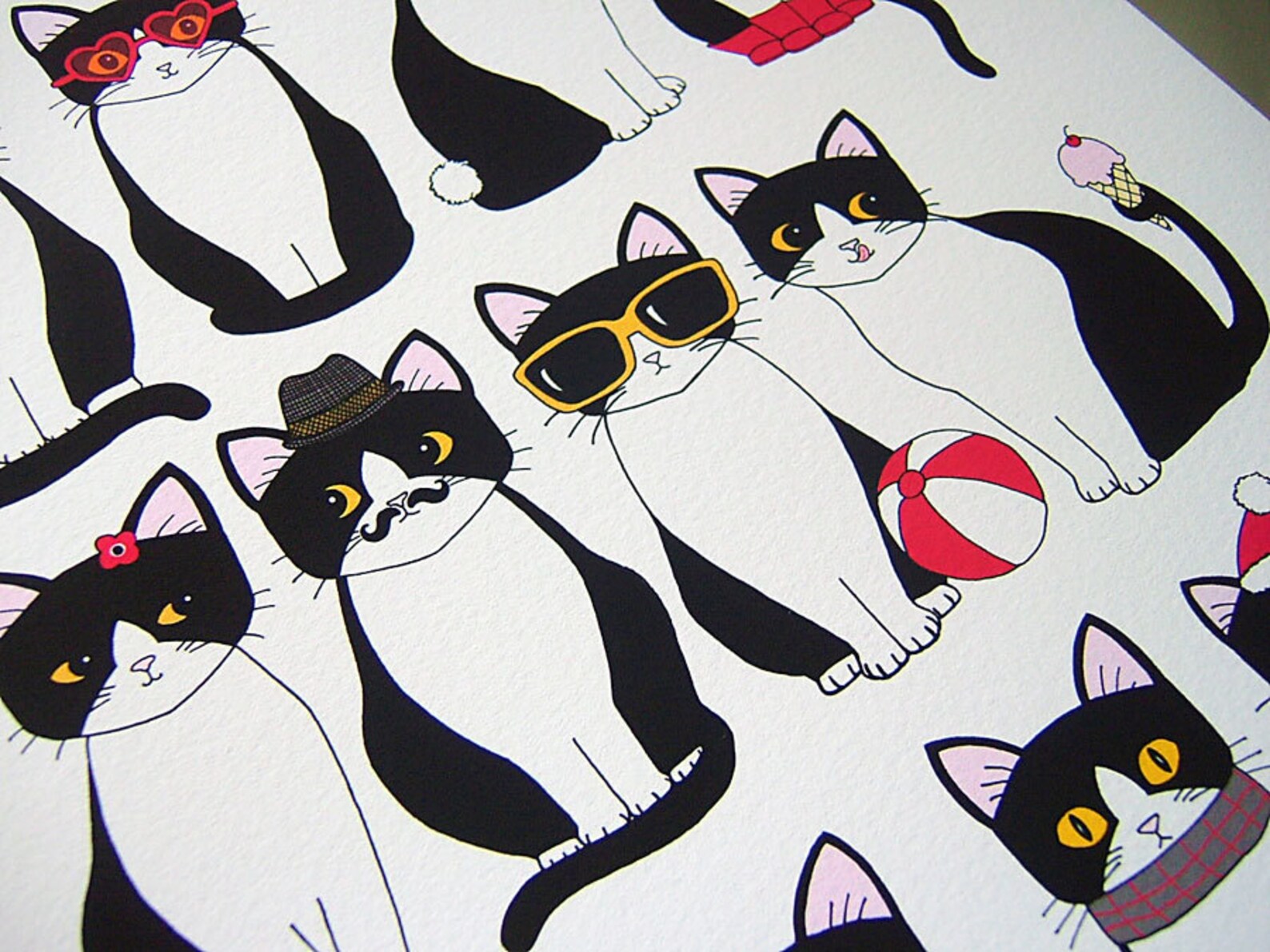 Twelve Tuxedo Cats 8 X 10 Art Print Etsy